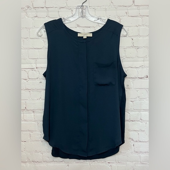 Ann Taylor LOFT Sleeveless Multimedia Covered Button Blouse - Picture 1 of 11